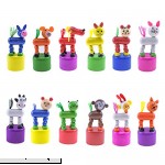 HSOMiD Kids Animal Push Up Press Base Toy,Chinese Traditional Thumb Puppet,Rocking Wooden Toy,Pack of 12  B07FX6FXWP